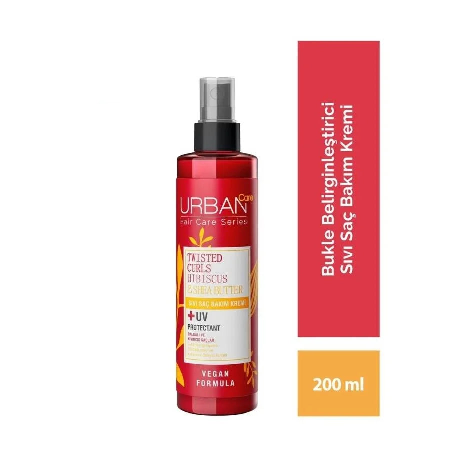 Urban Care Twisted Curls Hibiscus & Shea Butter 2-Phase Leave-In Conditioner Spray 200ml for Defined Curls and Hydration
