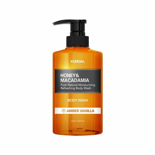 Kundal Honey & Macadamia Body Wash Amber Vanilla 500ml hydrates and gently cleanses skin Health Boutique