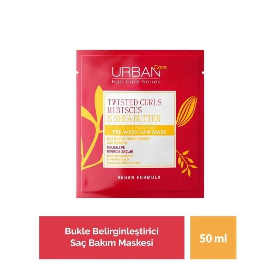 Urban Care Twisted Curls Hibiscus & Shea Butter Intensive Pre-Wash Hair Mask 50ml for Curly Hair Care