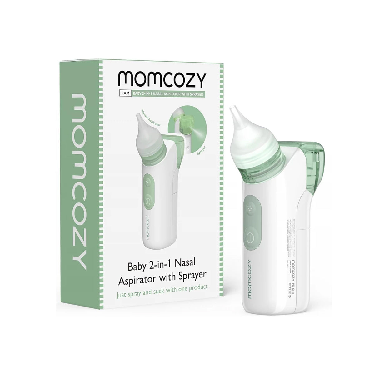 Momcozy 2-in-1 Electric Nasal Aspirator for Babies and Toddlers with Adjustable Suction Levels and LED Light