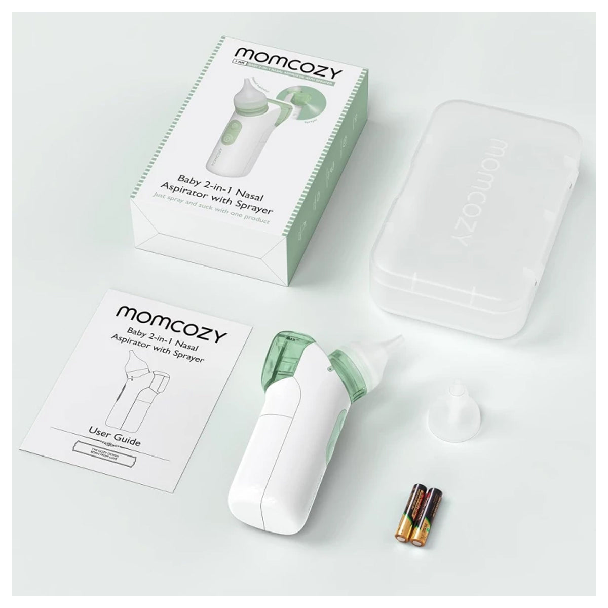 Momcozy 2-in-1 Electric Nasal Aspirator for Babies and Toddlers with Adjustable Suction Levels and LED Light