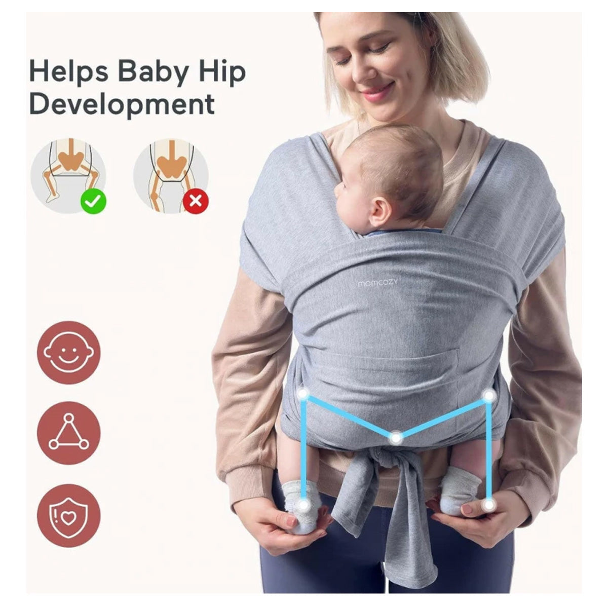 Momcozy Adjustable Baby Wrap Carrier - Breathable Cotton Sling for Newborns and Infants