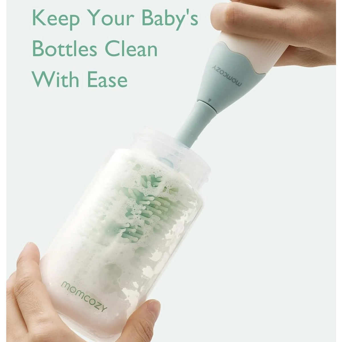 Momcozy Innovative Push-Press Bottle Brush Cleaning Kit for Baby Bottles and Nipples