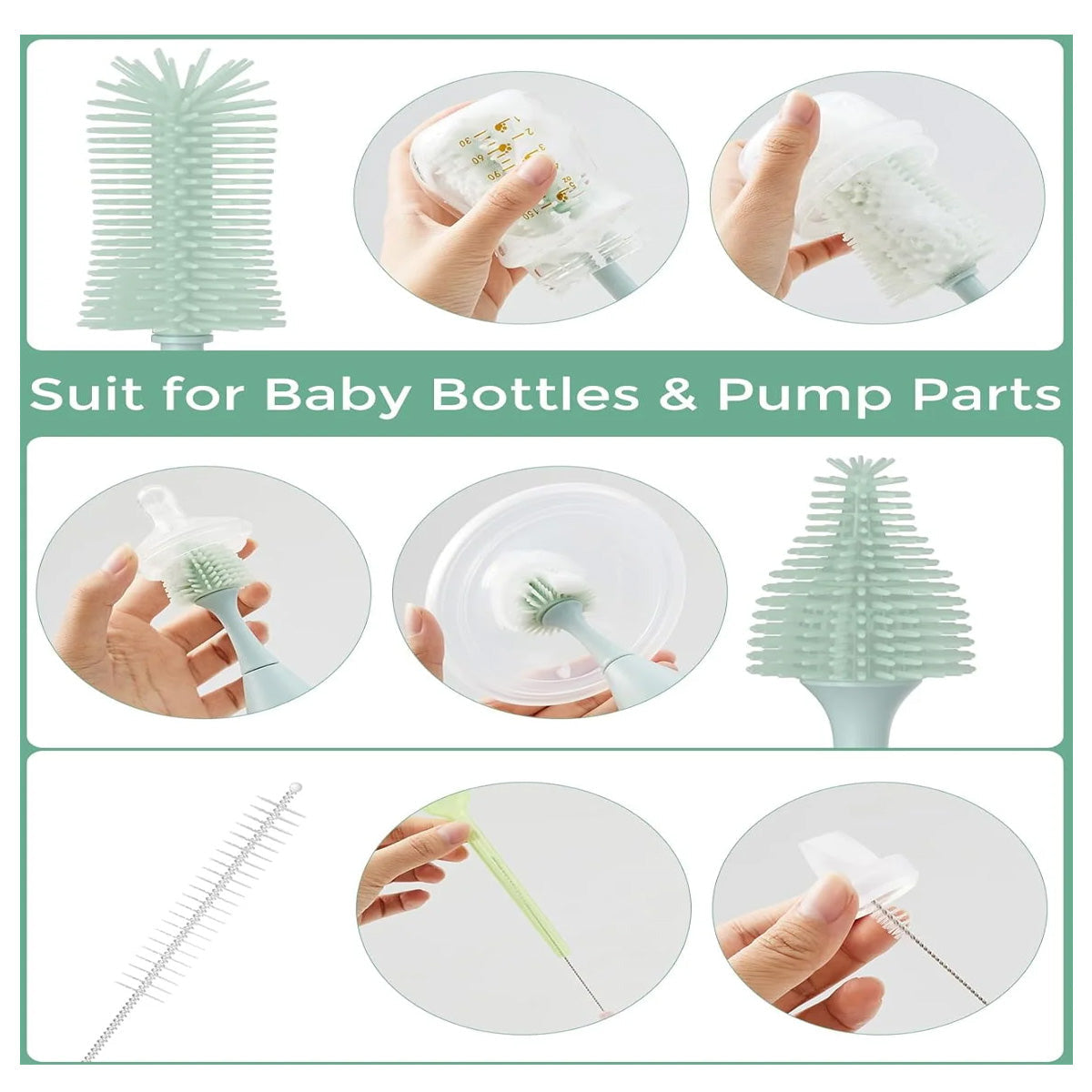 Momcozy Innovative Push-Press Bottle Brush Cleaning Kit for Baby Bottles and Nipples