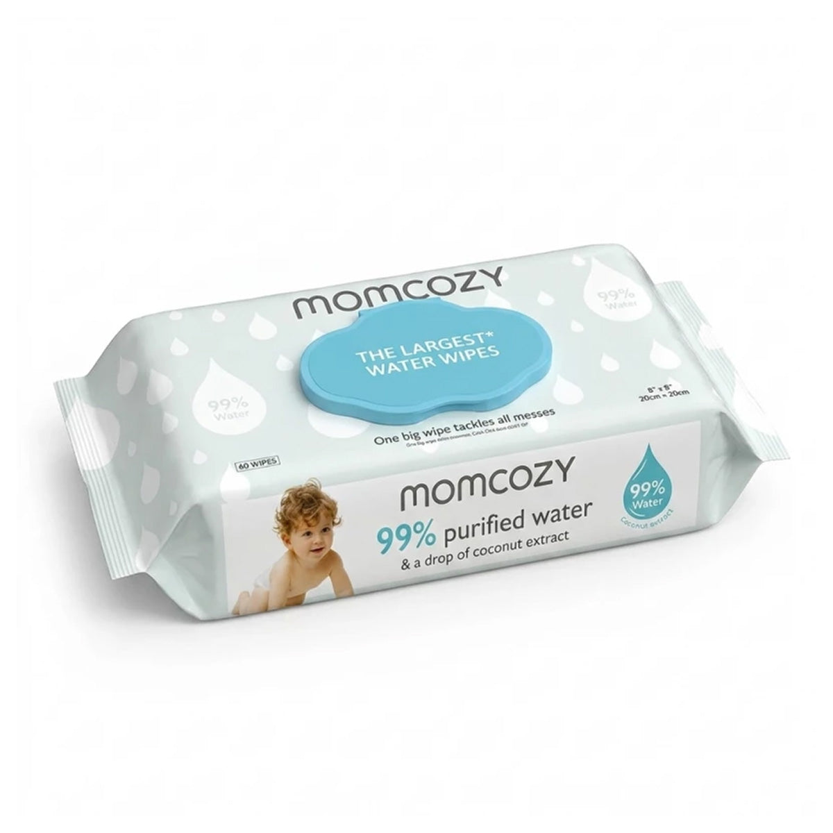 Momcozy Premium 99% Water-Based Baby Wipes for Sensitive Skin - 60 Count Single Pack