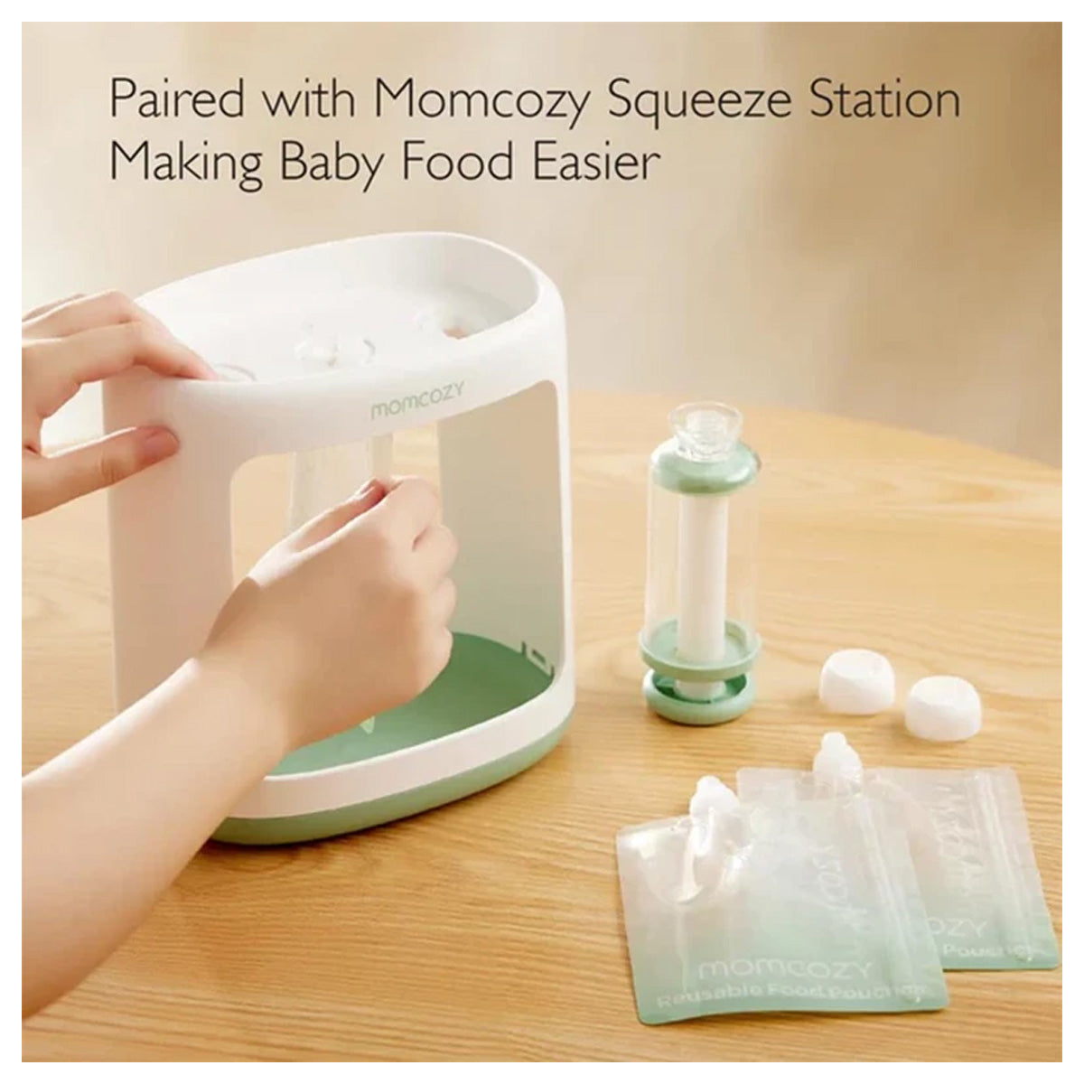 Momcozy Reusable Baby Food Pouches - BPA-Free Silicone Squeeze Pouches for Homemade Purees (Pack of 10, Leak-Proof Design, Easy to Clean, Dishwasher Safe, Eco-Friendly Feeding Solution, Travel-Friendly Baby Food Storage)