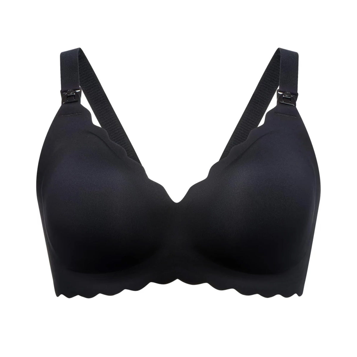 Momcozy Seamless Floral Nursing Bra with Jelly Strip Support - Black