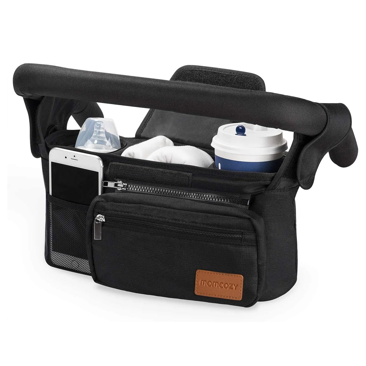 Momcozy Universal Stroller Organizer Bag with Insulated Cup Holders and Phone Pocket