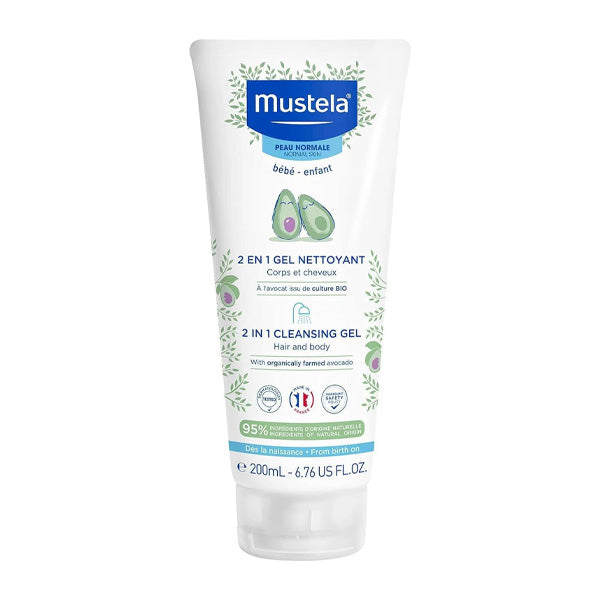 Mustela 2 In 1 Gentle Cleansing Gel Avocado Extract Baby Hair And Body Wash 200ml Health Boutique