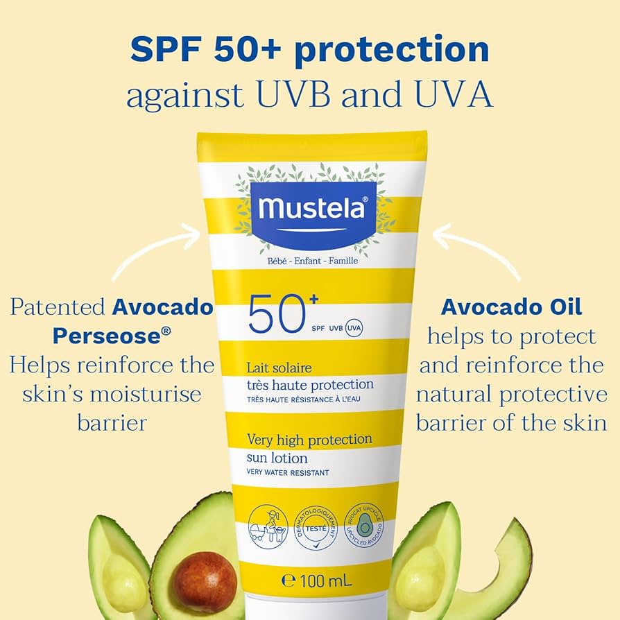 Mustela Very High Protection Sun Lotion SPF50 Plus UVA UVB Protection Babies Children 40ml Complimentary Sun Bag Health Boutique