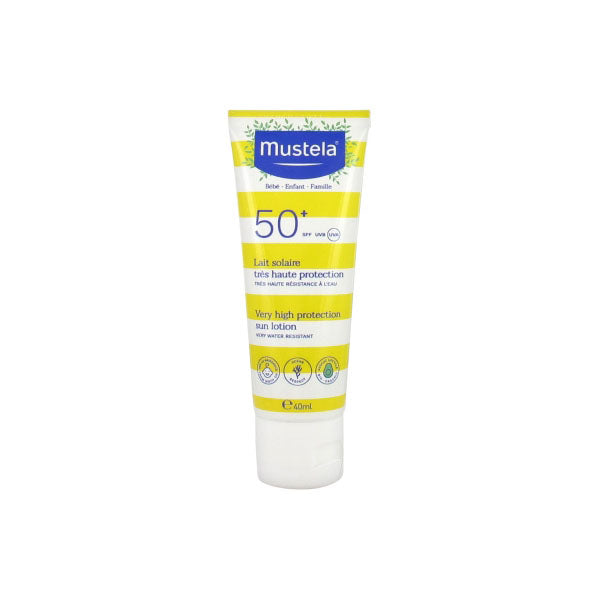 Mustela Very High Protection Sun Lotion SPF50 Plus UVA UVB Protection Babies Children 40ml Complimentary Sun Bag Health Boutique