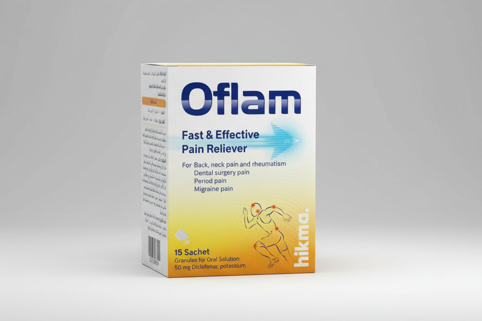 Oflam 50 mg sachets diclofenac potassium fast pain relief 15 sachets