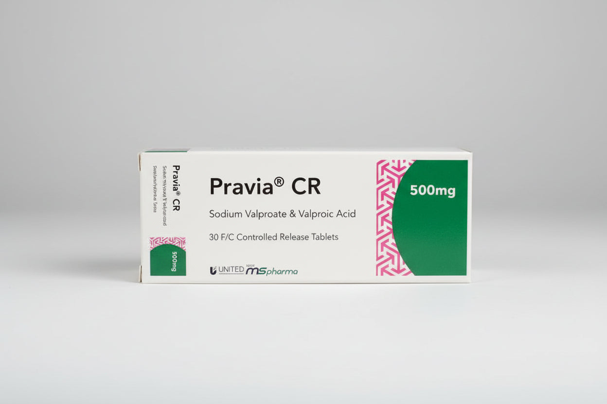 Pravia 500 mg sodium valproate valproic acid 30 tablets for epilepsy and mood stabilization