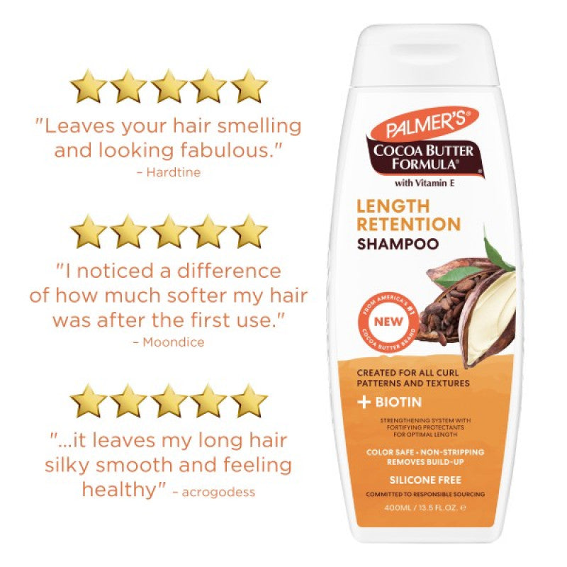 Palmer's Cocoa Butter Formula With Vitamin E Length Retention Shampoo 400ml strengthening shampoo for dry damaged hair Health Boutique