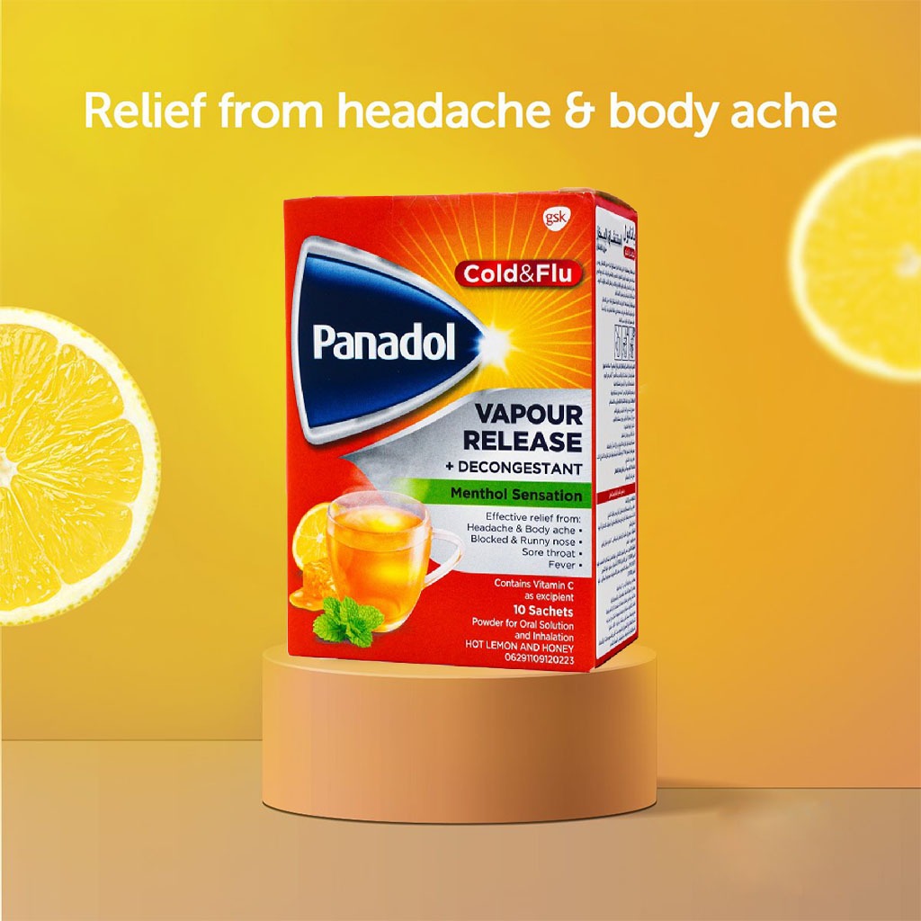 Panadol Vapour Release cold flu hot drink decongestant sachets- Health Boutique Jordan