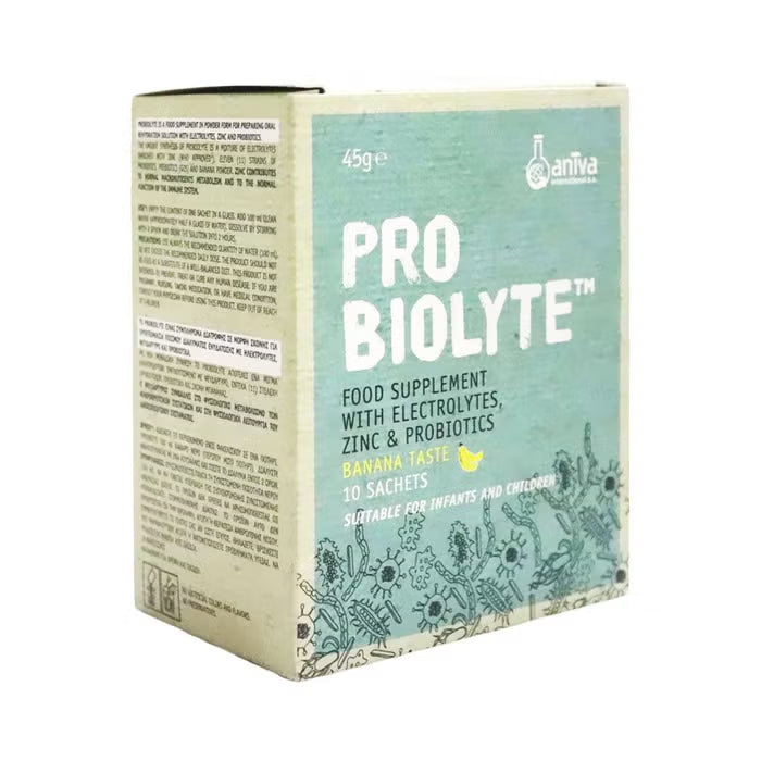 Pro Biolyte sachets 10 probiotic electrolyte zinc glucose banana powder digestive hydration support Health Boutique