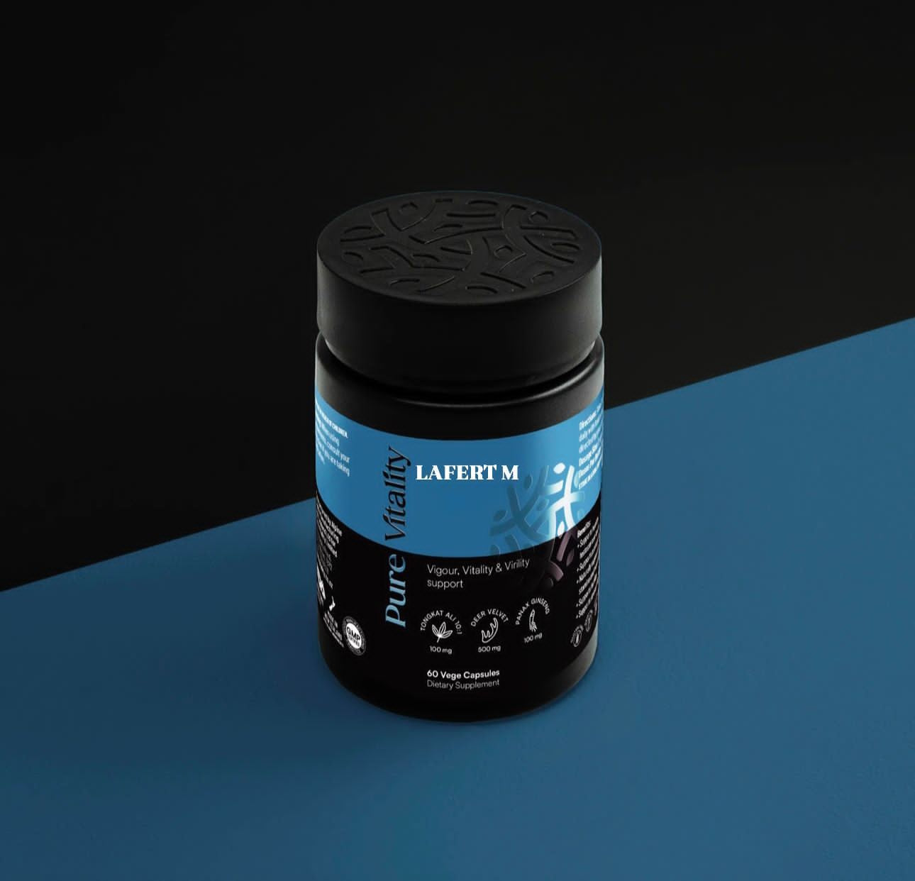 Pure Vitality Lafert M Capsules – 60-count natural supplement for men’s energy, testosterone support, stamina, and immunity – available at HealthBoutiqueJO.com