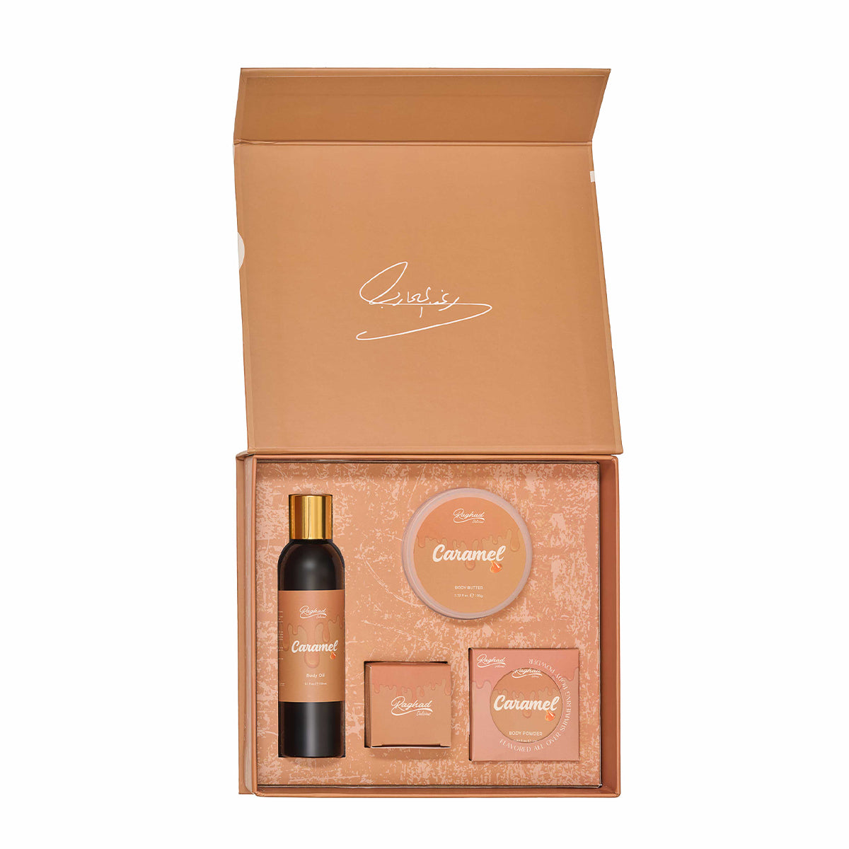 Raghad Delicious Body Set Caramel hydrating body care collection warm fragrance set 100ml 150ml Health Boutique