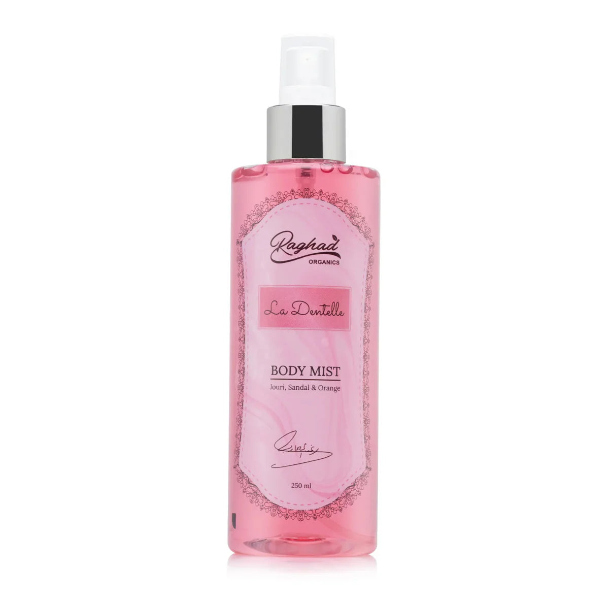 Raghad Organics La Dentelle Body Splash 250ml rose sandalwood citrus fragrance mist Health Boutique