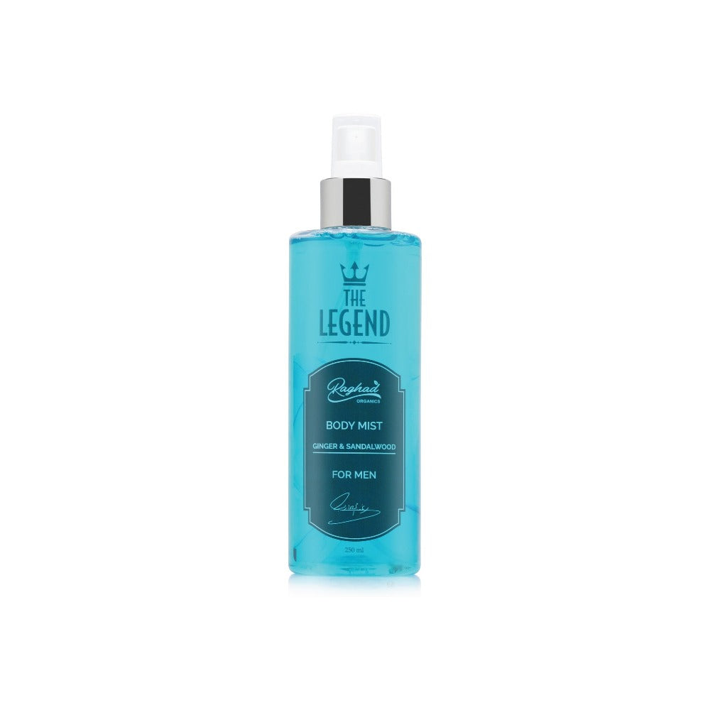 Raghad Organics The Legend Body Splash For Men 250ml ginger sandalwood fragrance mist Health Boutique