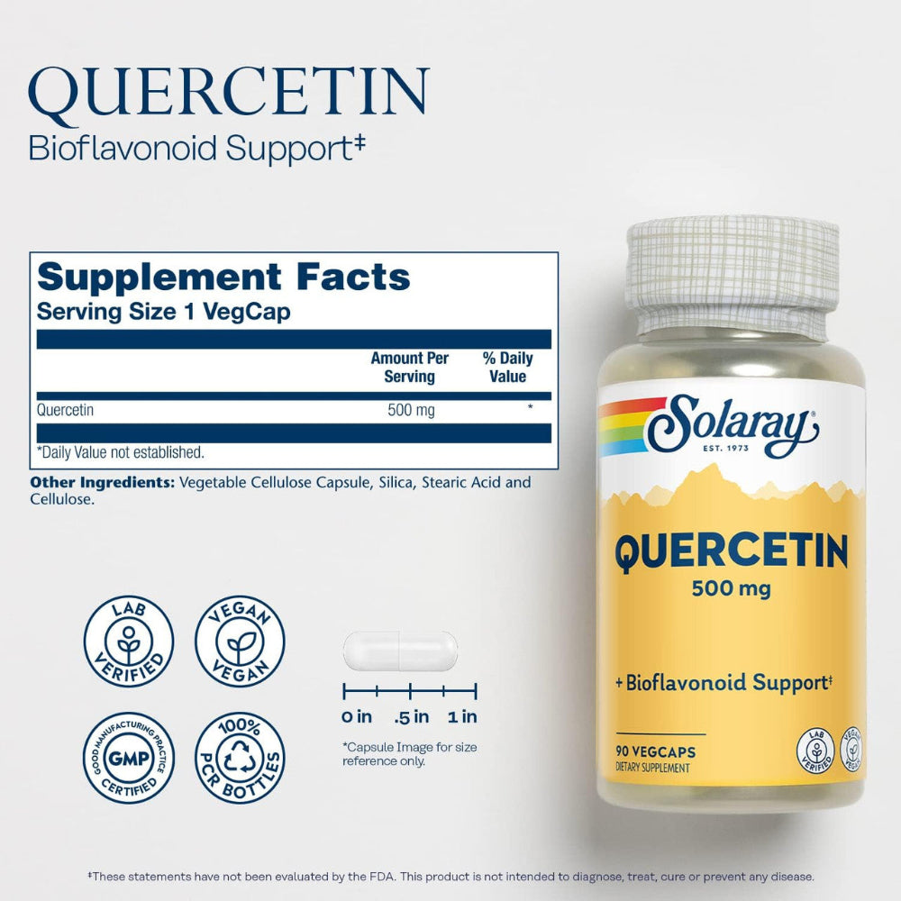 Solaray Quercetin 500mg capsules – antioxidant and immune support flavonoid supplement - health boutique jordan