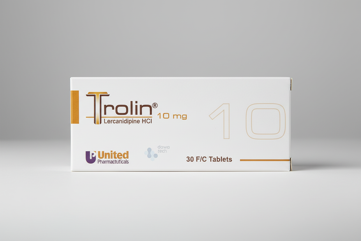 Trolin 10 mg lercanidipine hydrochloride 30 tablets for blood pressure control therapy