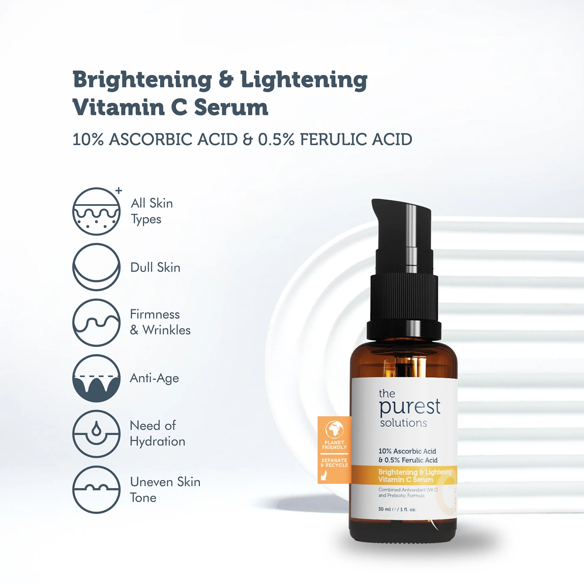 The Purest Solutions Brightening and Lightening Vitamin C Serum 10% for radiant skin 30ml Health Boutique