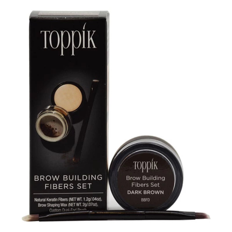 Toppik Brow Building Fiber Set Dark Brown fuller natural eyebrows eyebrow fiber kit Health Boutique