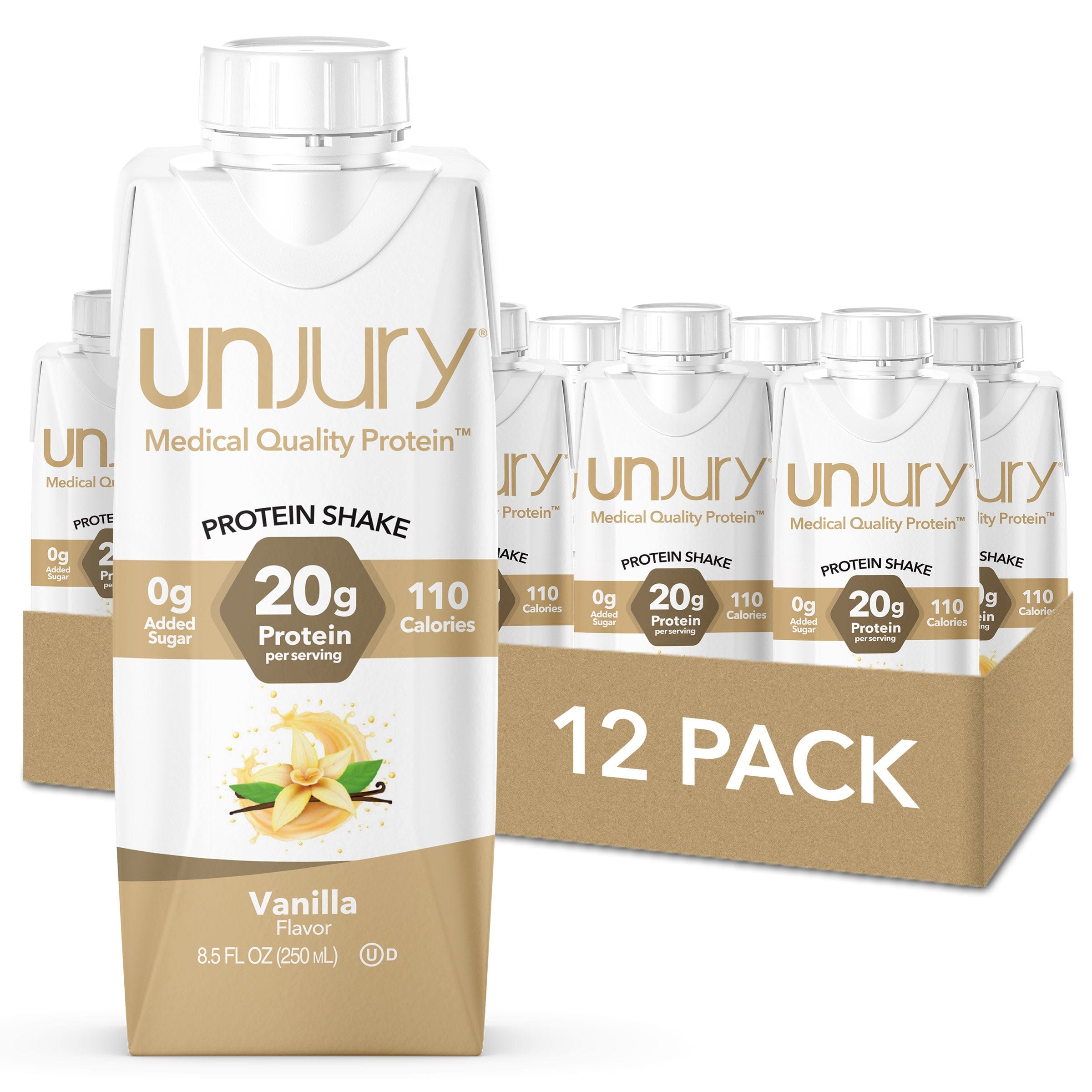 Unjury Vanilla High Protein Shake - Ready-to-Drink Nutritional Supplement (12-Pack)