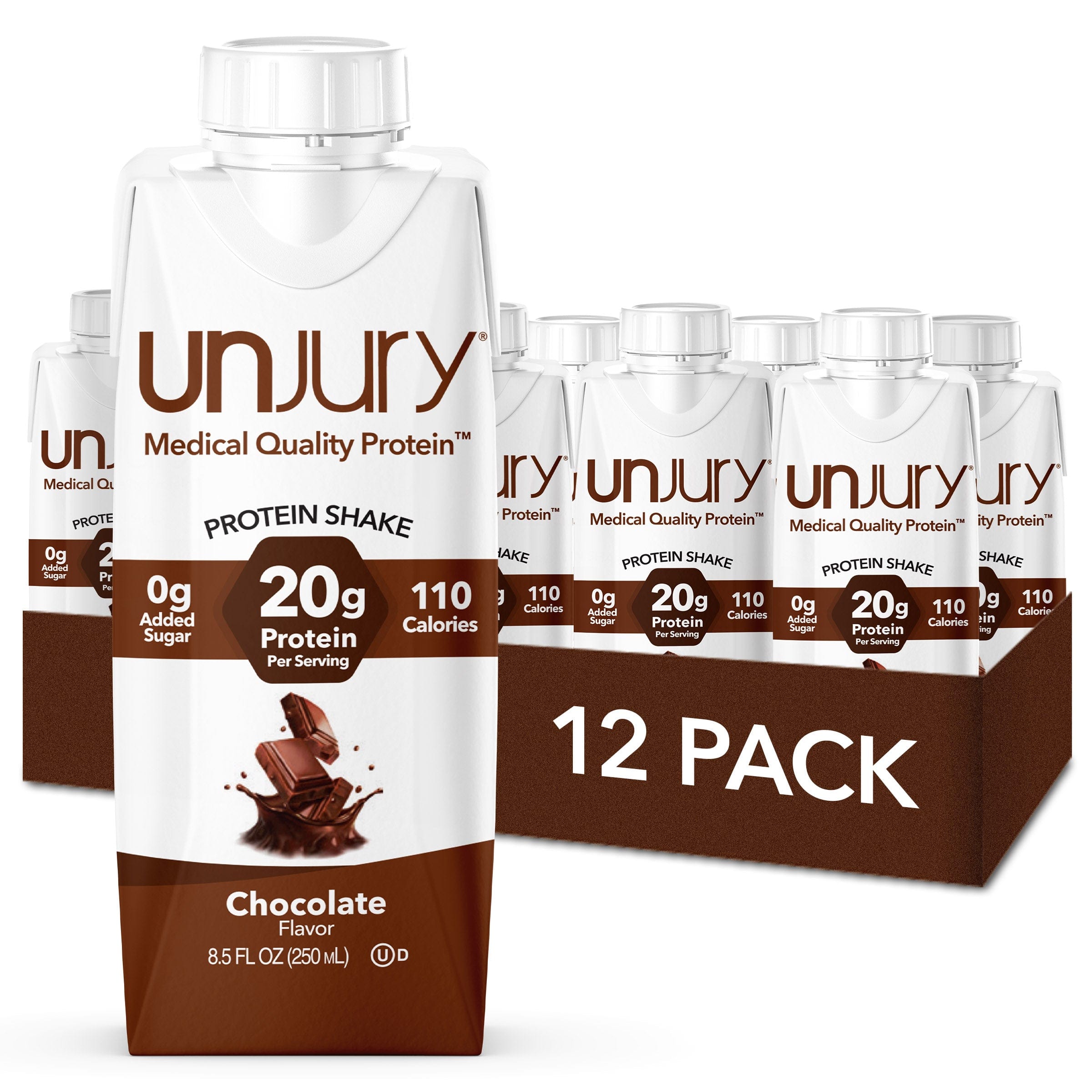 Unjury Rich Chocolate High Protein Shake - Ready-to-Drink, 12-Pack Case