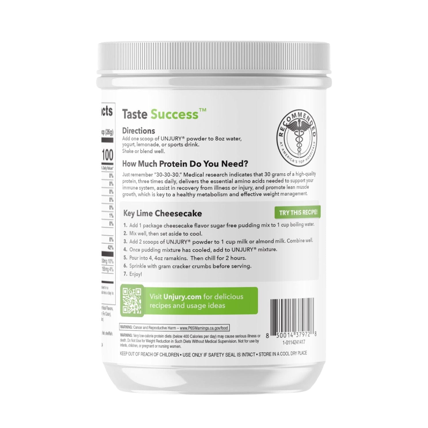 Unjury lemon lime high whey protein powder bariatric nutrition supplement Health Boutique