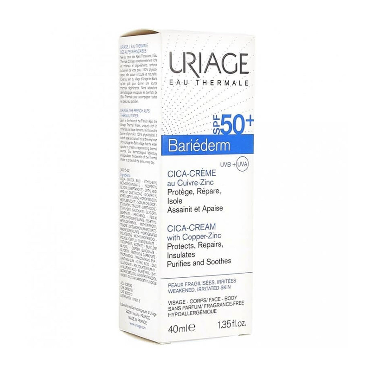 Uriage Bariéderm-Cica Repairing Cream SPF50+ 40ml scar repair and sun protection cream Health Boutique