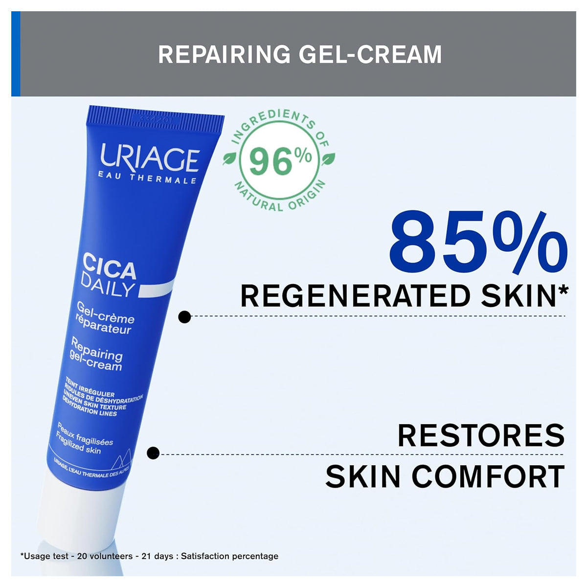 Uriage Cica-Daily Repairing Gel-Cream 40ml lightweight barrier repair moisturizer for sensitive skin Health Boutique