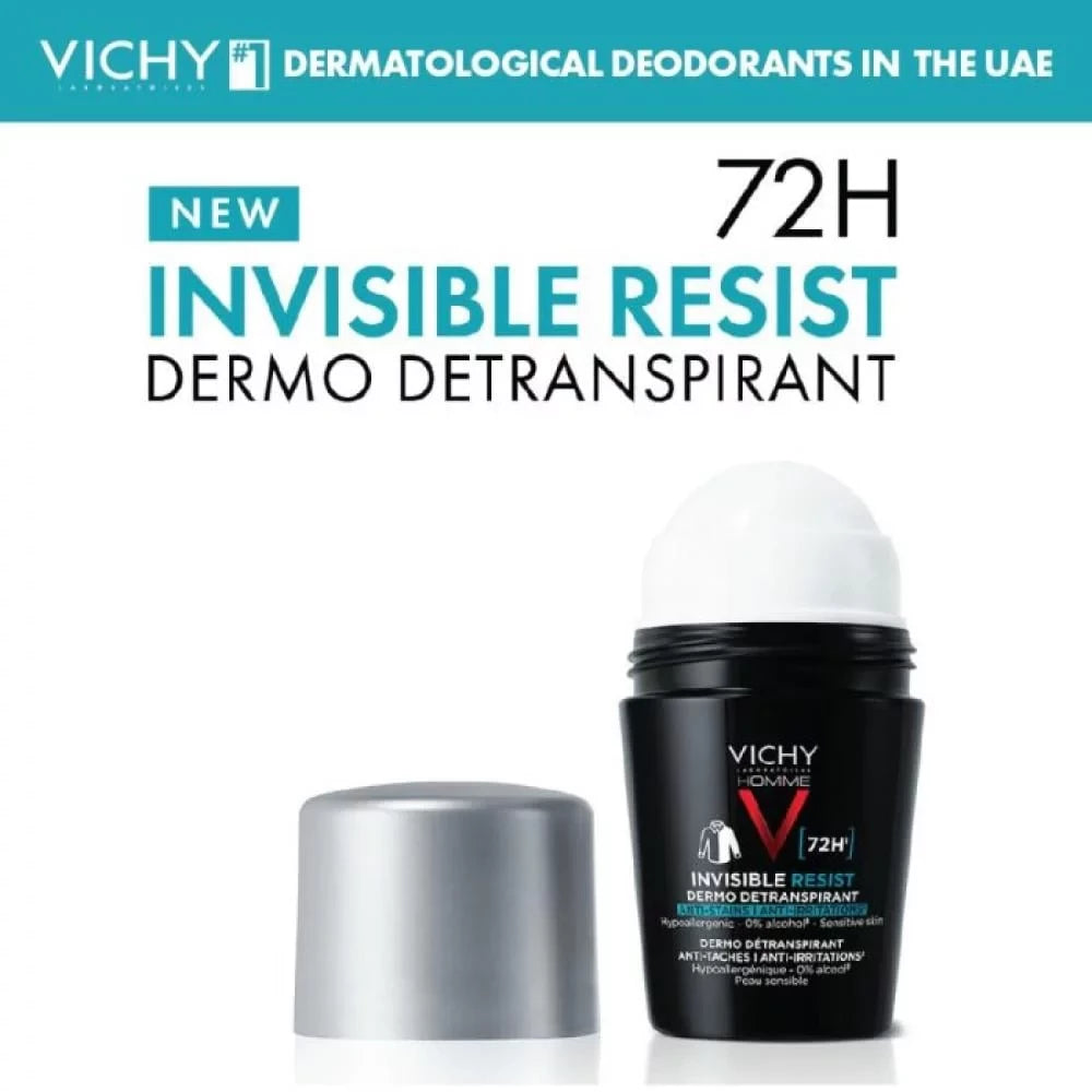 Vichy Invisible Resist 72H Anti-Stain Anti-Irritation Deodorant Roll-On 50ml Twin Pack Health Boutique