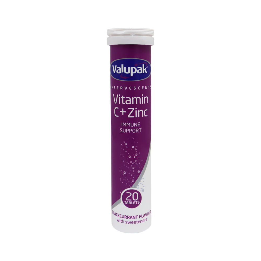 Valupak Vitamin C and Zinc effervescent 20 tablets immune support Health Boutique