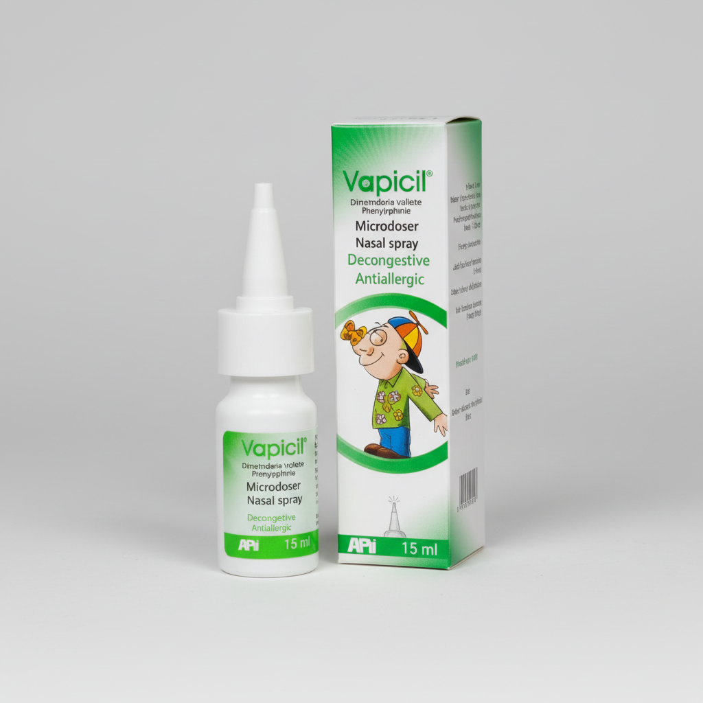 Vapicil phenylephrine dimethindene maleate nasal decongestant antihistamine nasal spray 15 ml bottle Health Boutique