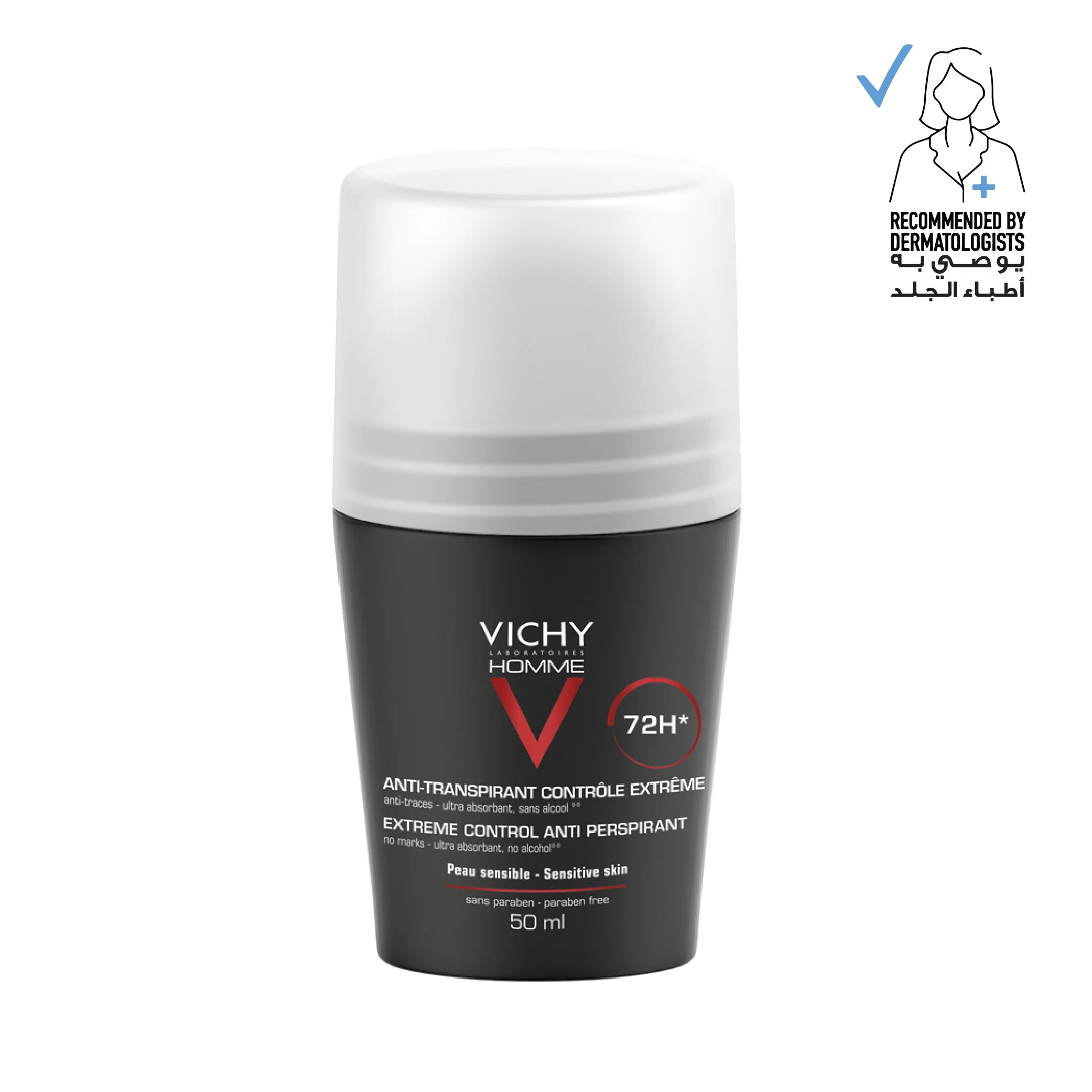 Vichy Men 72 Hour Anti-Perspirant Roll-On Perlite Aluminum Chlorohydrate 50ml Health Boutique