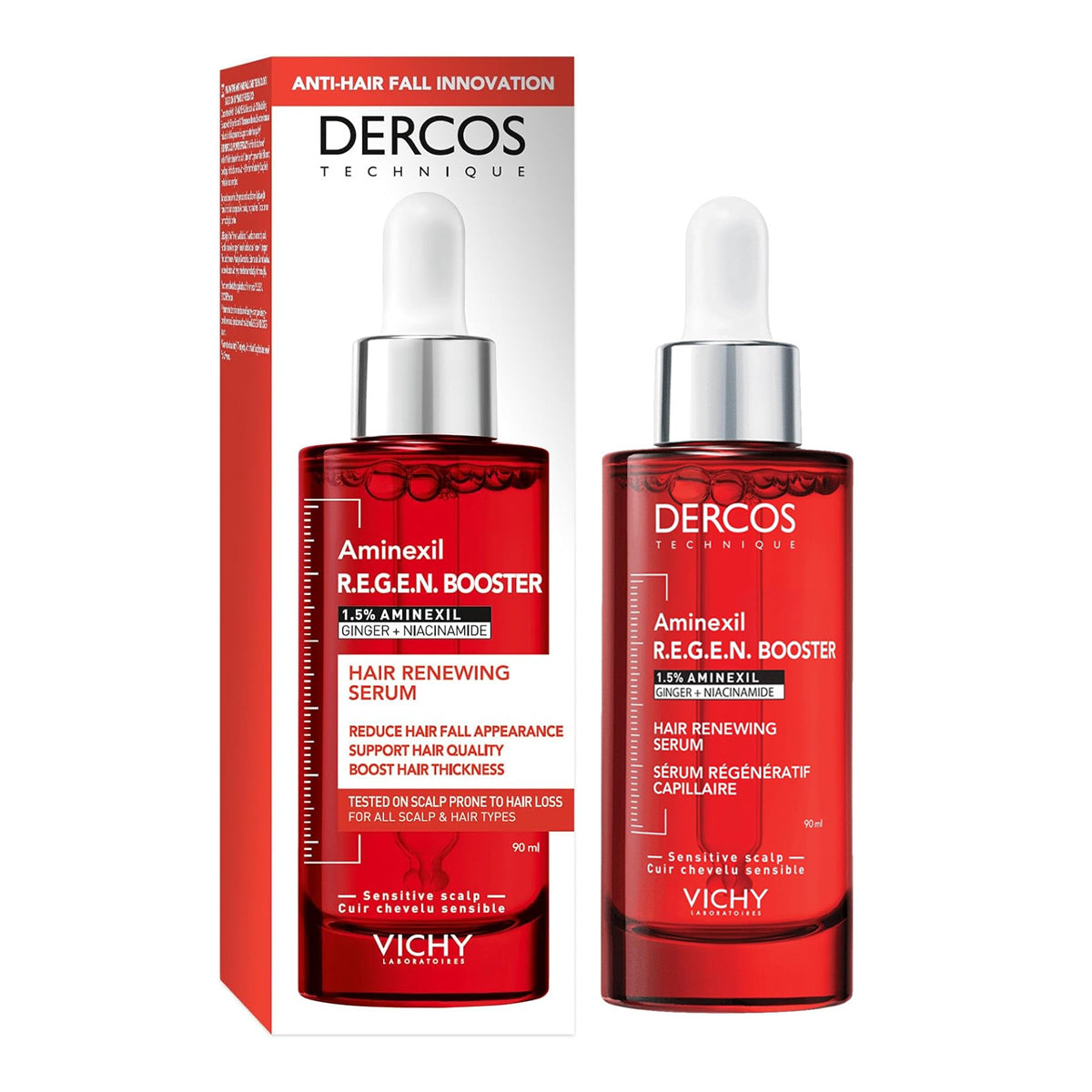 Vichy Dercos Aminexil R.E.G.E.N. hair serum 90ml niacinamide ginger root scalp strengthening anti hair loss serum Health Boutique