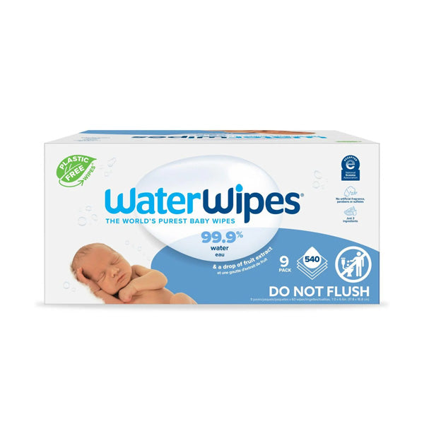 WaterWipes Super Value Pack 540 wipes – 99.9% water, unscented biodegradable baby wipes for sensitive newborn skin