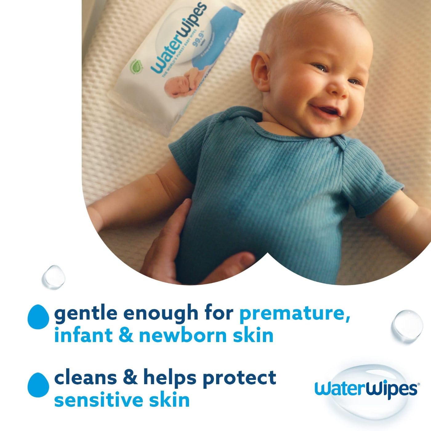 WaterWipes Baby Wet Wipes 60 count – 99.9% purified water unscented biodegradable wipes for sensitive and newborn skin | health boutique Jordan