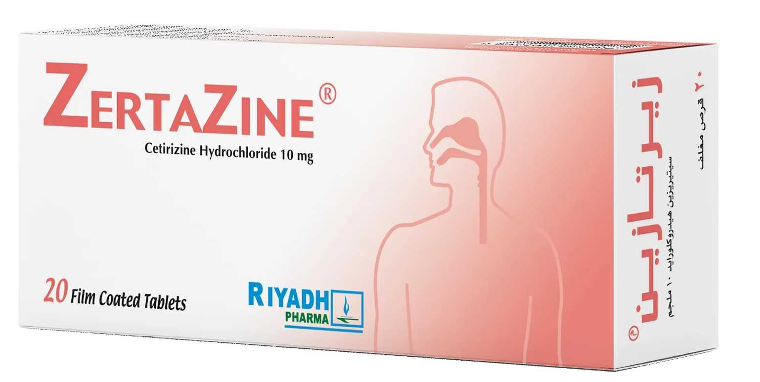Zertazine 10 mg tablets cetirizine antihistamine allergy relief 20 tablets