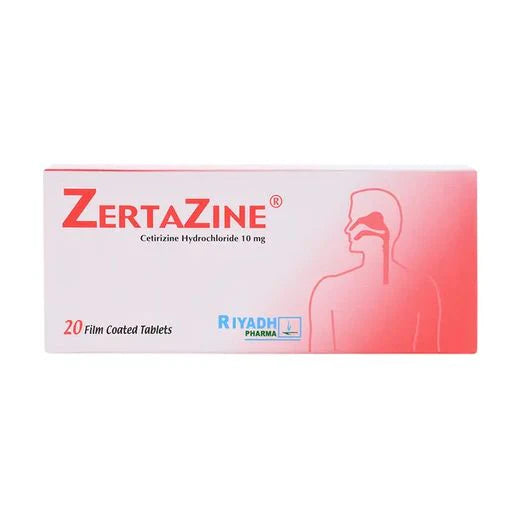 Zertazine 10 mg tablets cetirizine antihistamine allergy relief 20 tablets
