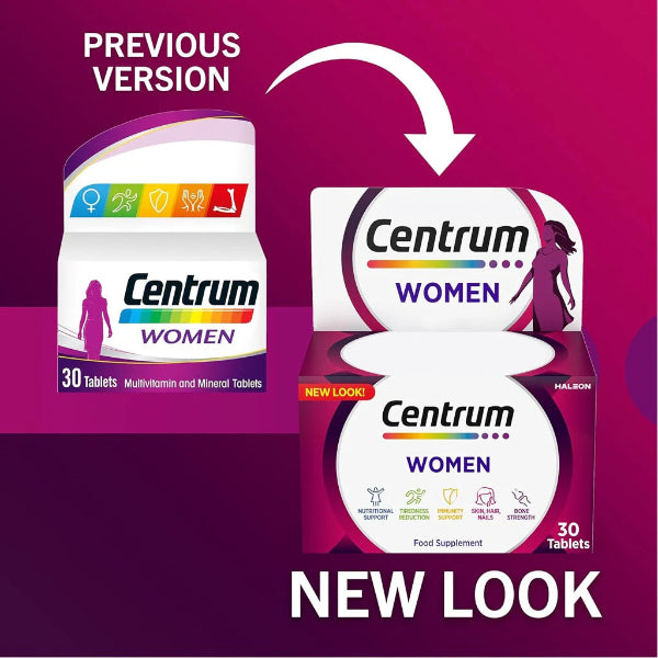 Centrum Women 100 Tablets Jordan – multivitamin for women’s energy, immunity, hair, skin & nails. Available at HealthBoutiqueJo.com for Jordan & GCC.
