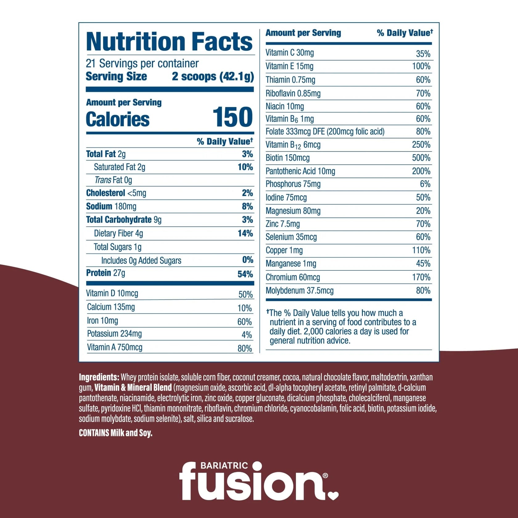 Bariatric Fusion Chocolate High Protein Meal Replacement 881 G- the health boutique