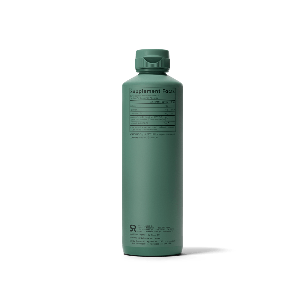 Sports Research Organic MCT Oil Keto C8 473 ml medium chain triglycerides-health boutique -jordan