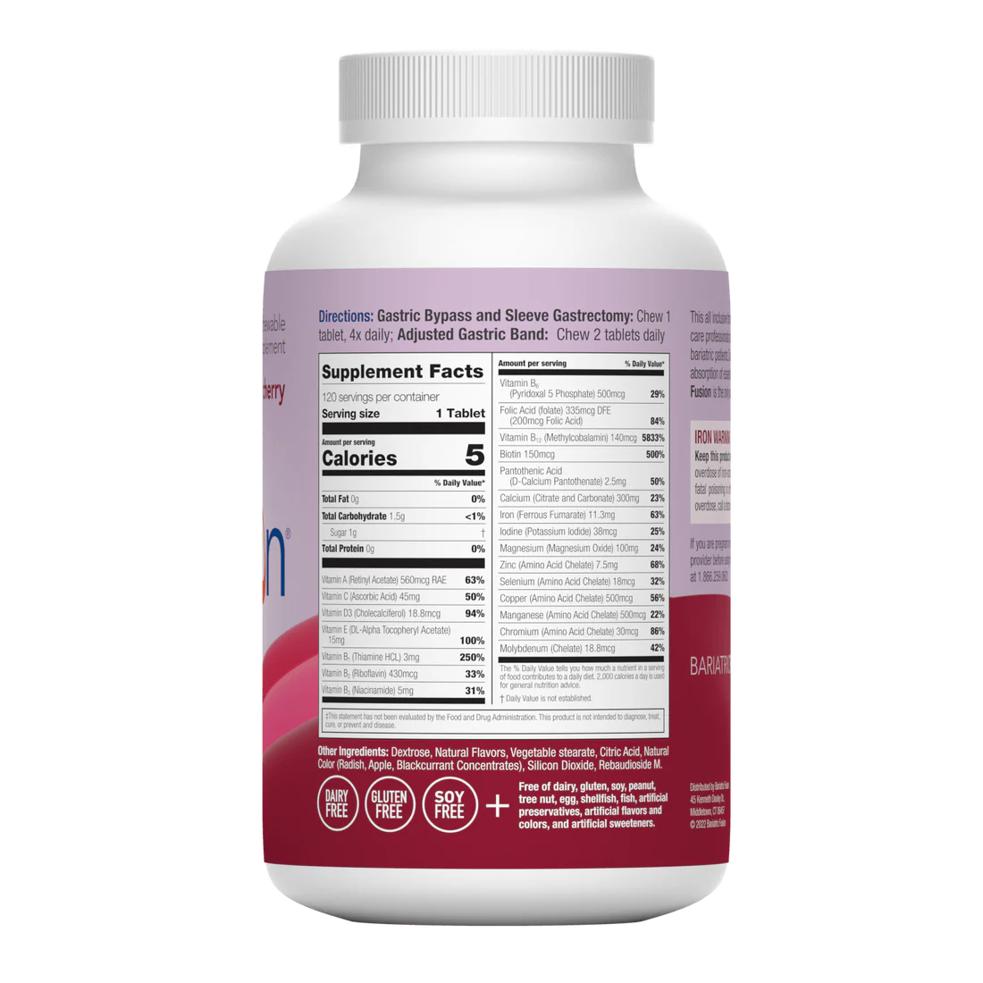 Bariatric Fusion Wild Cherry Complete Chewable Bariatric Multivitamin - the health boutique