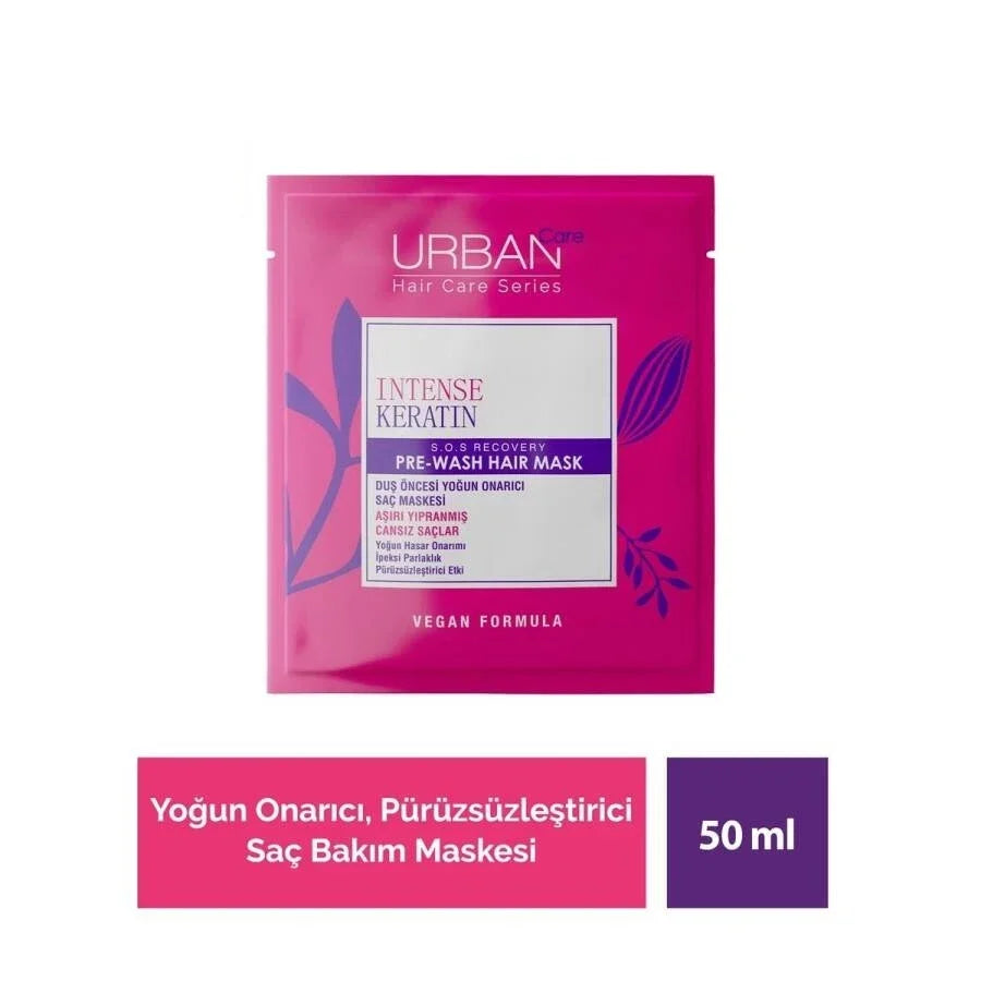 Urban Care Intense Keratin Repair Pre-Wash Hair Mask 50ml Treatment for Damaged Hair