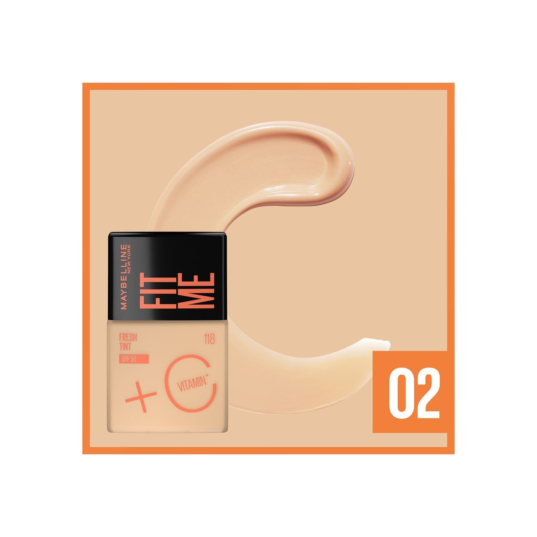 MAYBELLINE FIT ME FOUNDATION FRESH TINT 02 SPF 50+ - the health boutique