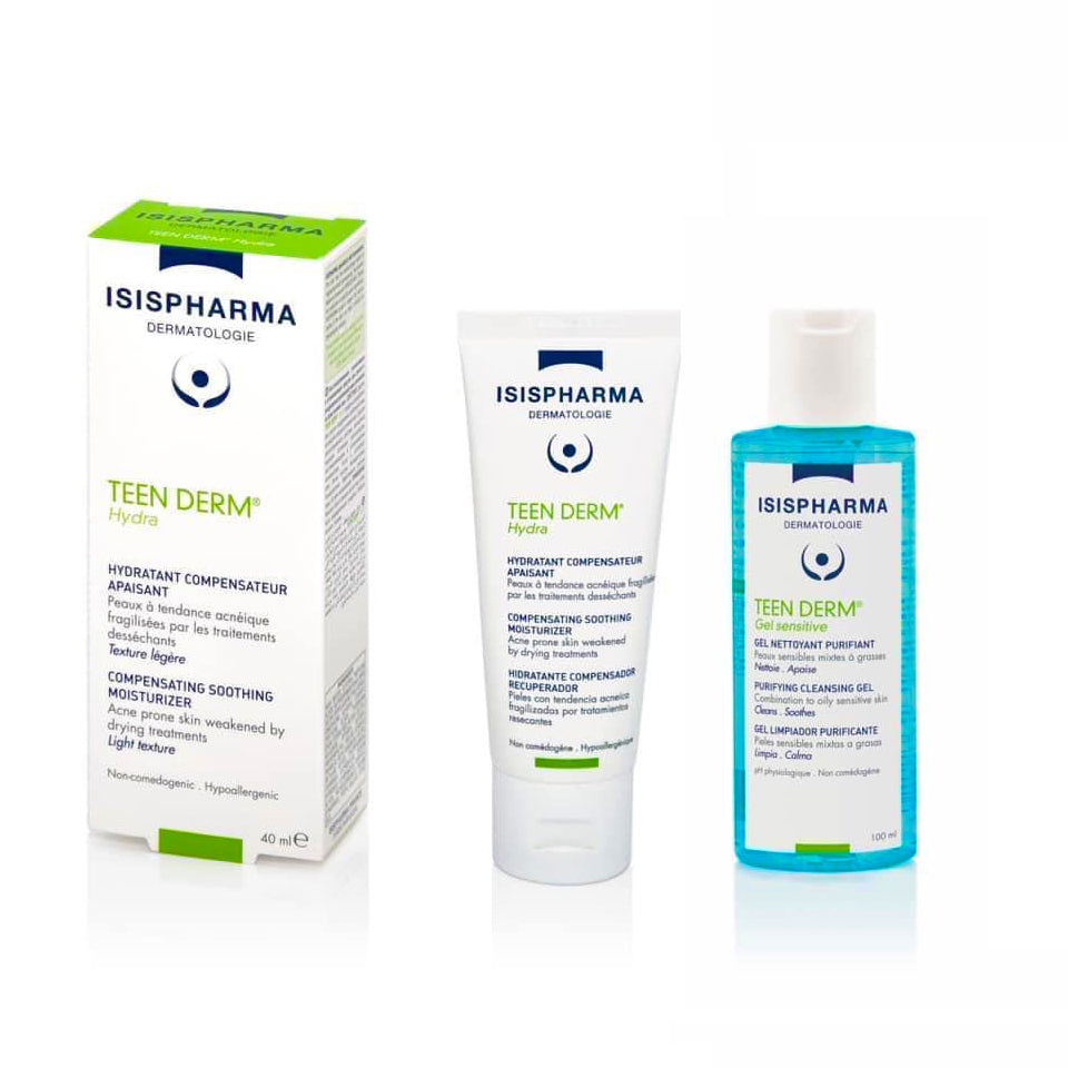 Isis Pharma Teen Derm Hydra Cream 40ml Free Cleansing Gel Acne Prone Skin Care Set Health Boutique
