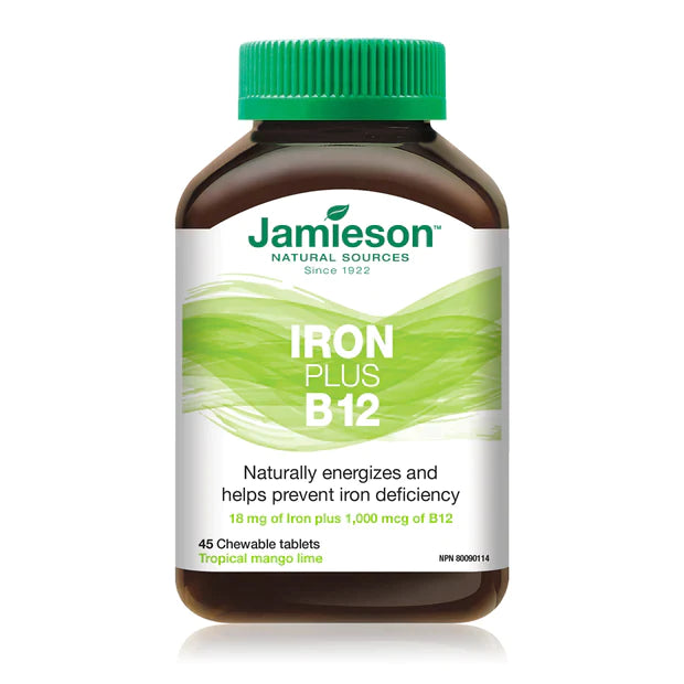 Jamieson Iron Plus B12 45 Chewable Tablets - the health boutique